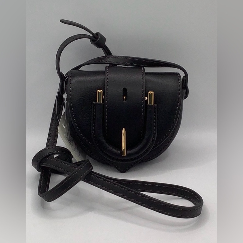 ๐NWT๐Fossil Harwell Mini Flap Crossbody Black Leather Purse - Picture 2 of 16